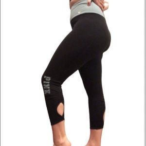 Cropped High Waisted Sequin VS Pink Leggings